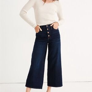 Madewell Button Front Wide Leg Crop Jeans